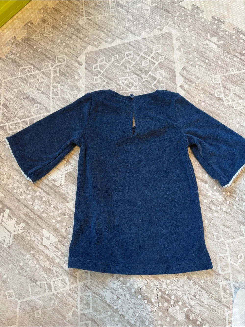 Ruffle Butts Navy Long Sleeve Embroidered Tunic